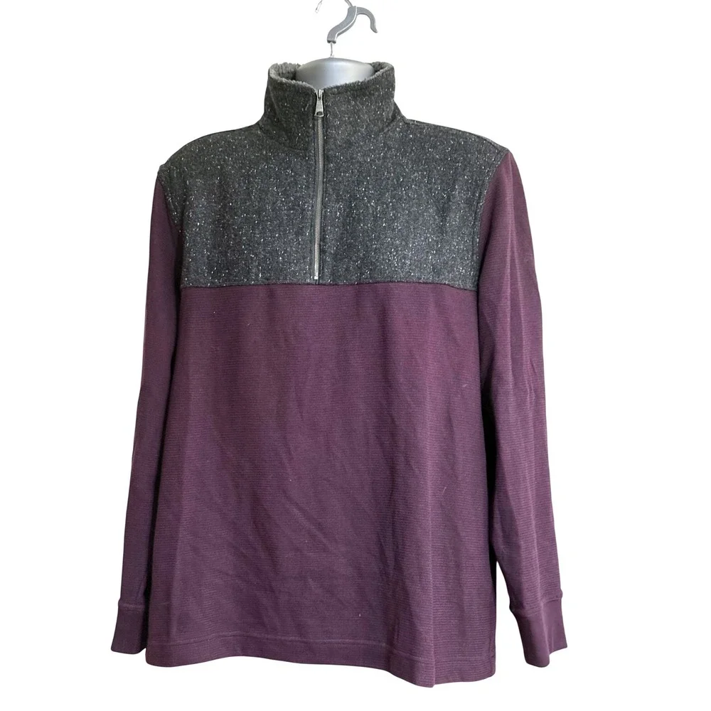 Banana Republic Men's XL Purple Heathered 1/4‎ Zip Pullover Long Sleeve